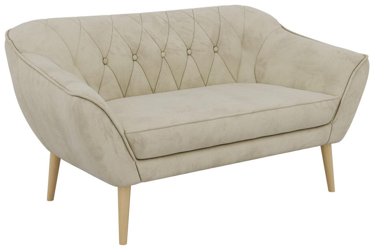 2-SITZER-SOFA PIRS - Beige Velvet - Holzbeine - Beige/Buchefarben, Holzwerkstoff/Textil (140/75/74cm) - MKS