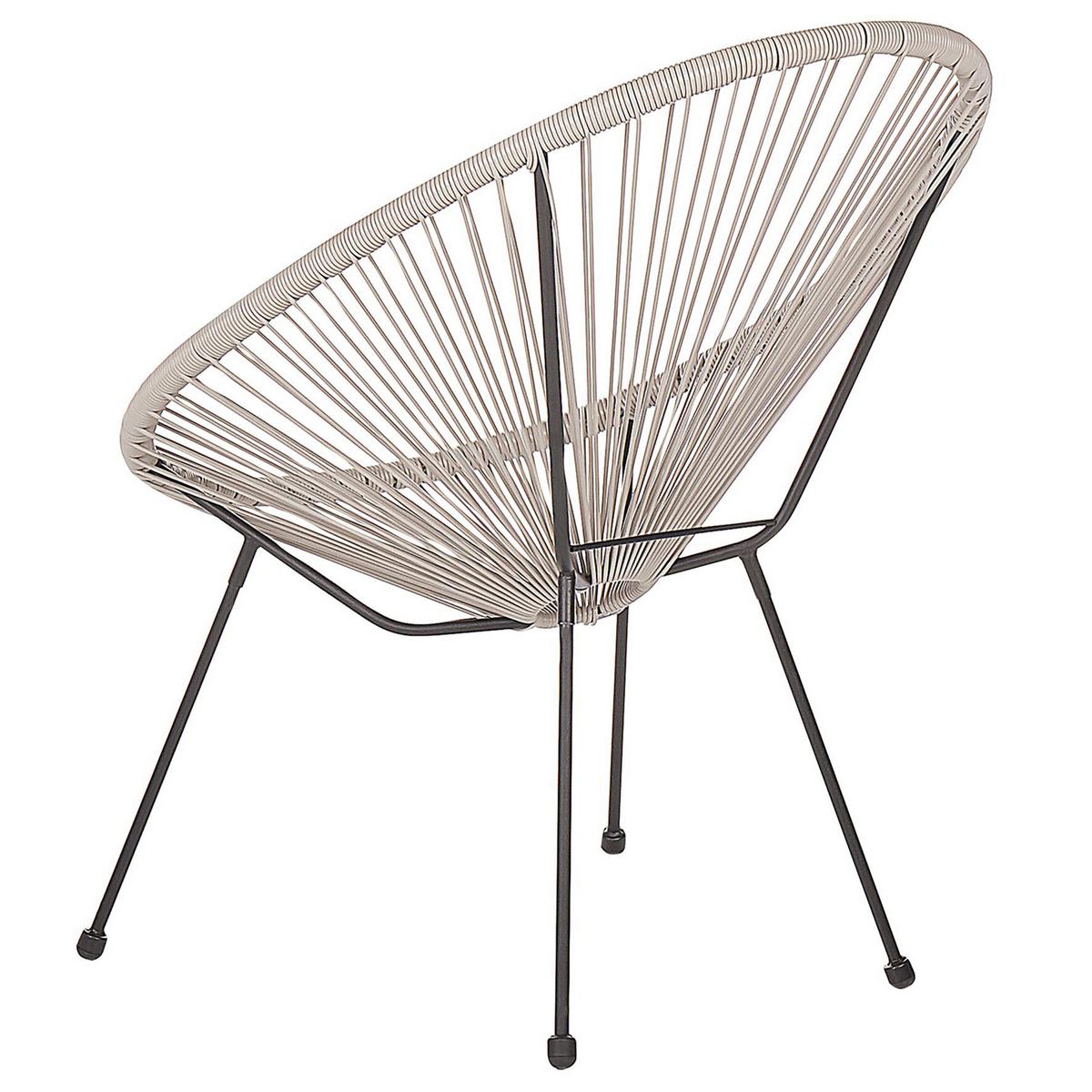 RATTANSTUHL 2er-SET Kunststoff hellgrau 70 cm Acapulco II - Hellgrau/Schwarz, Kunststoff (70/87/90cm) - Beliani