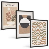 BILDER SET 3er Set - 40x60 cm Schwarzer Rahmen - Abstrakte Formenmuster - Schwarz, Kunststoff (40/60cm) - TULUP