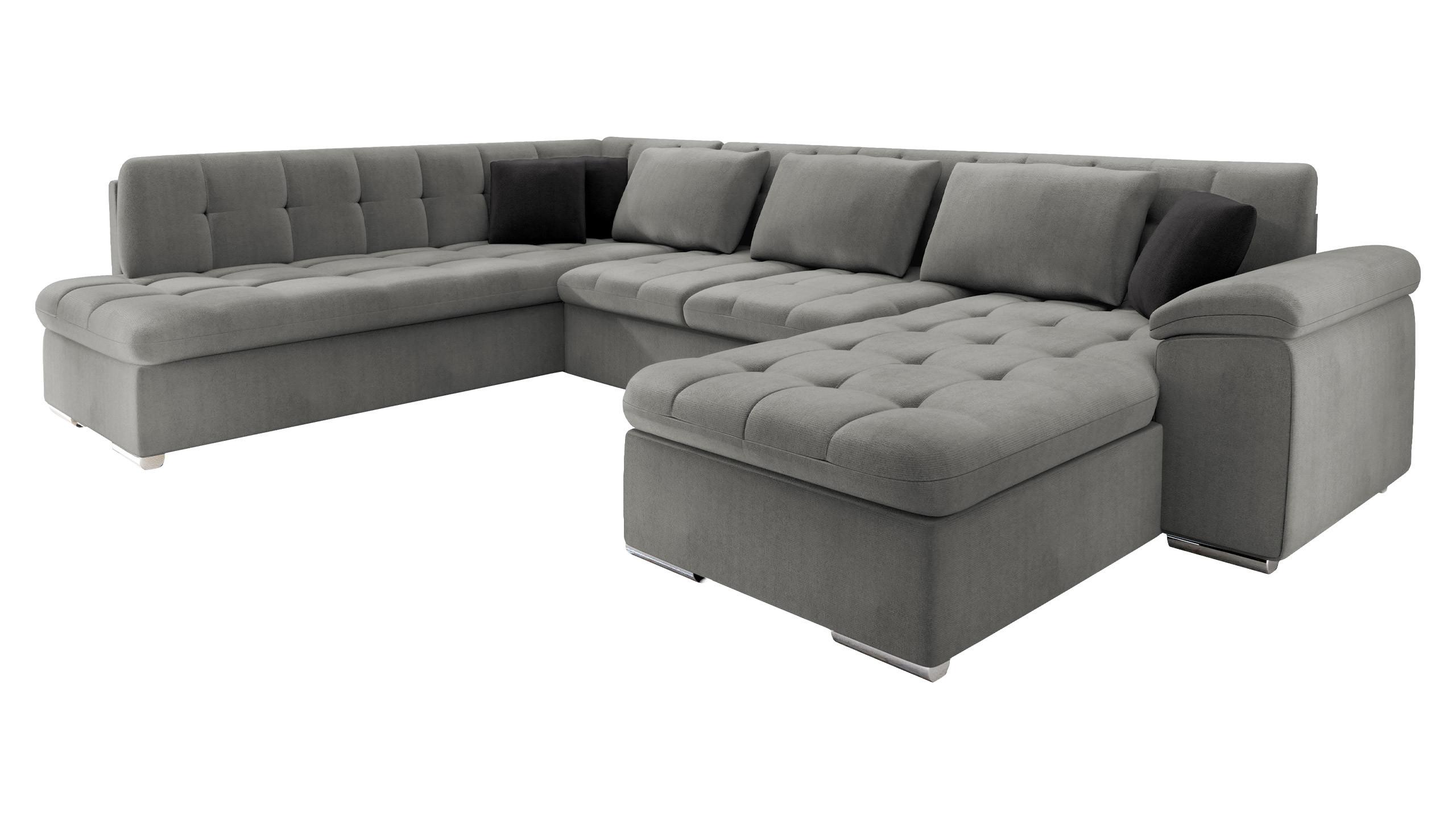 WOHNLANDSCHAFT Niko Bis Lux, Seite: Rechts - Grau, Holz/Textil (348/76/205cm) - MIRJAN24