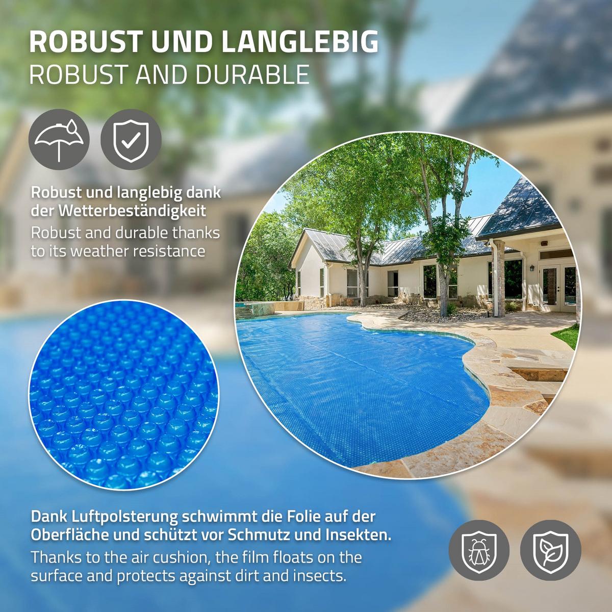 POOL SOLARFOLIE rund Ø 500 cm Blau 120µm aus PE-Luftpolster - Blau, Kunststoff (500/500cm) - ECD-Germany