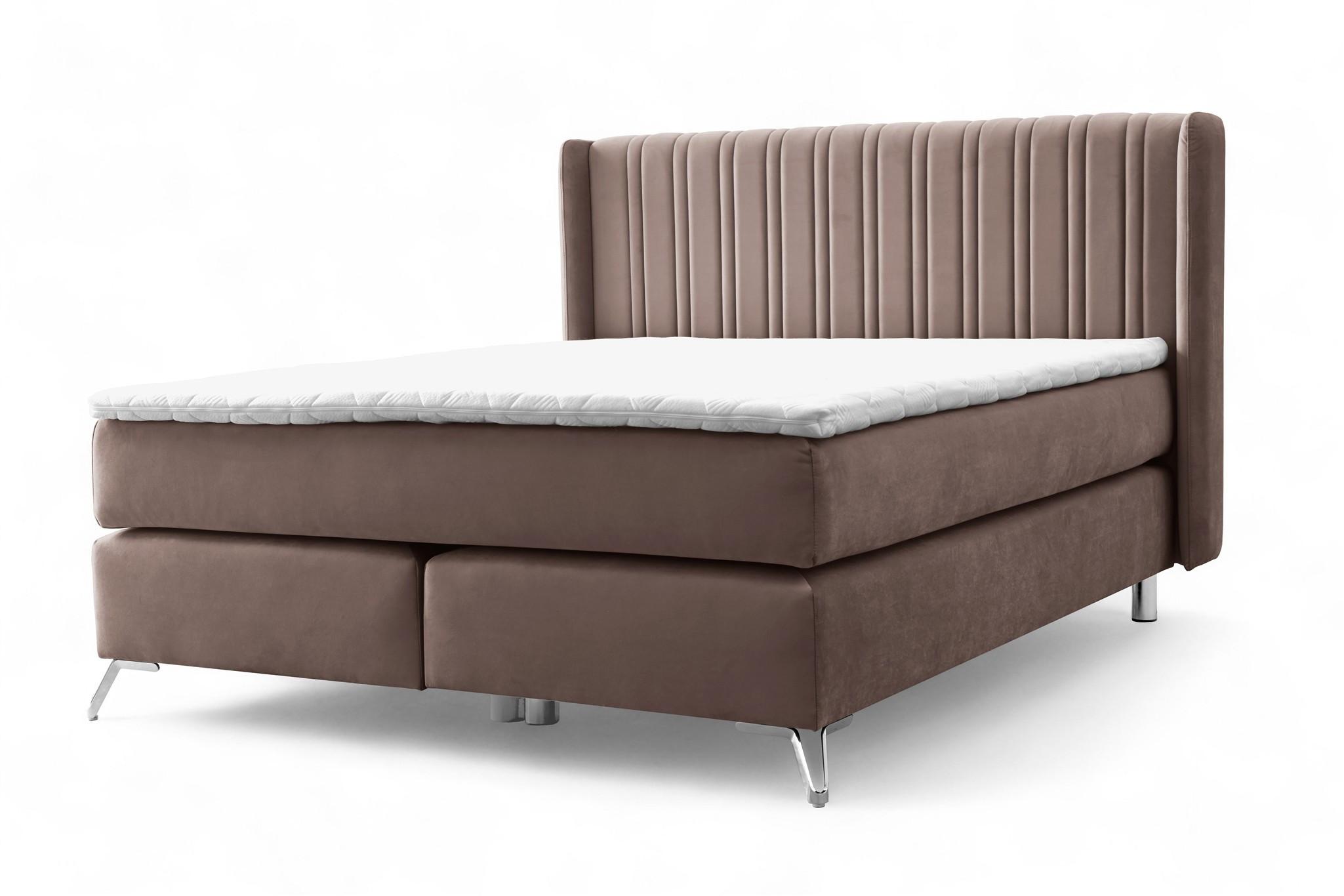 BOXSPRINGBETT Agnus - Dunkelbraun, Holzwerkstoff/Textil (120/200cm) - Fun Möbel