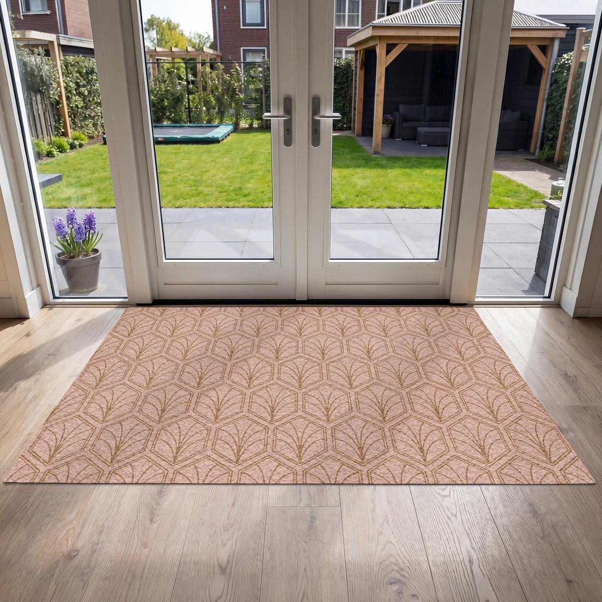FUSSMATTE Lachsrosa - Muster - Geometrisch Schmutzfangmatte 180x120 cm - Altrosa, Kunststoff (180/0.4cm) - MuchoWow