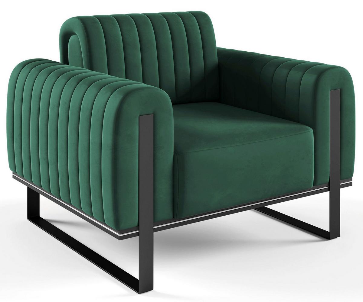 SESSEL Parissa 106 cm - Schwarz/Grün, Holz/Metall (106/79/92cm) - Selsey
