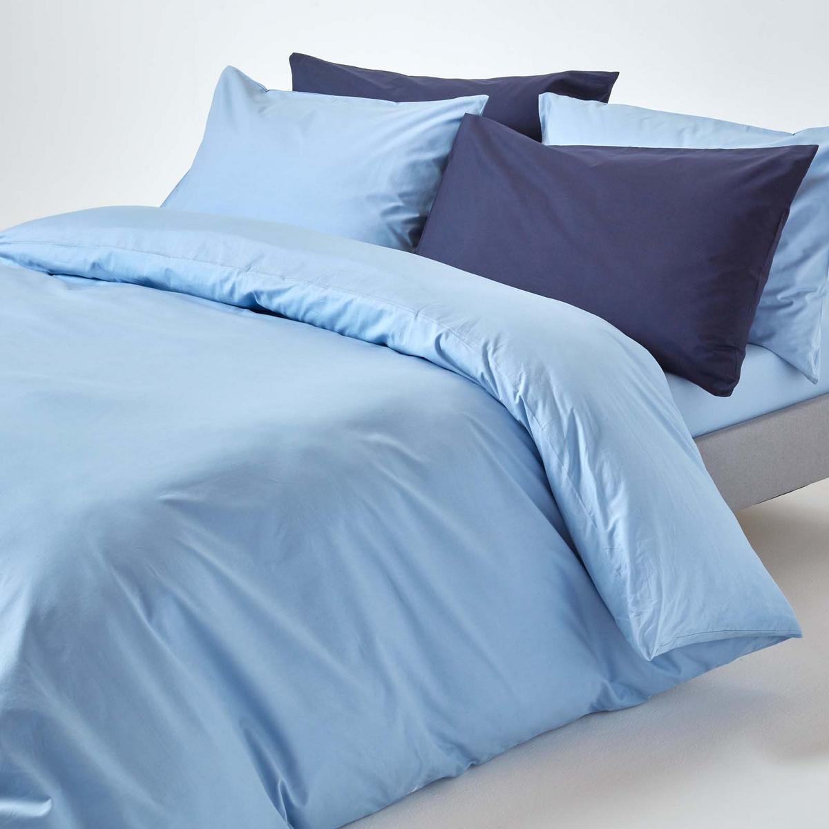 BETTWÄSCHE Perkal Fadendichte 200 - Blau, Textil (240/220cm) - Homescapes