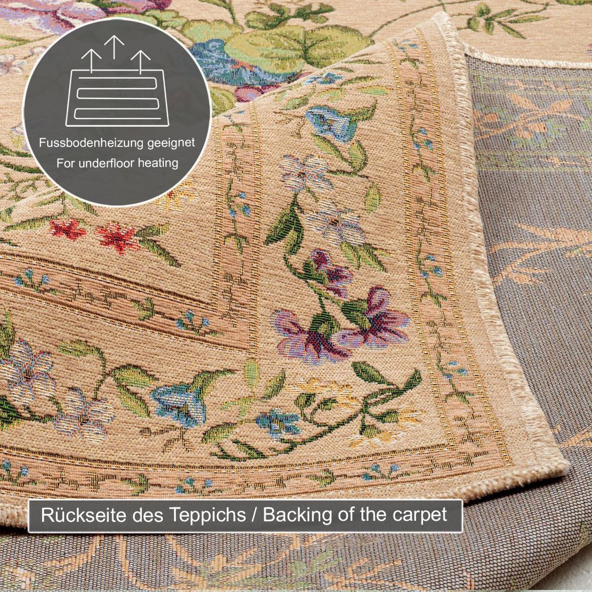 FLACHWEBTEPPICH Flomi Bettumrandung 70x400 cm - Beige, Textil (70/400cm) - THEKO