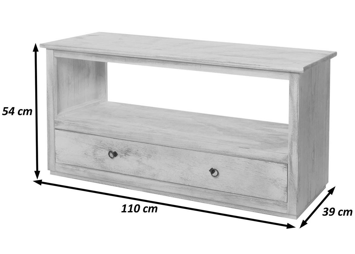 COUCHTISCH SHABBY--LOOK quader Weiß - Weiß, Holz (39/110/53cm) - MCW