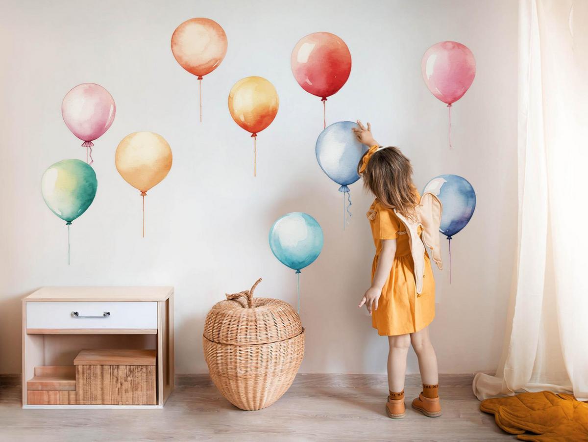 WANDAUFKLEBER 100x116cm - Bunte Luftballons - Multicolor, Kunststoff (100/116/0.1cm) - Wallfluent