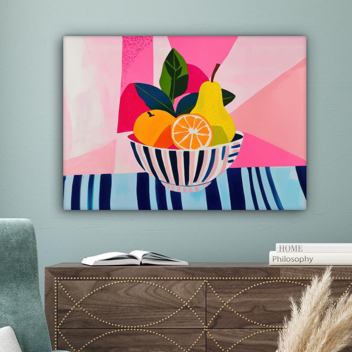 LEINWANDBILD Obst - Abstrakter Hintergrund - Rosa Wandbilder 80x60 cm - Pink, Textil (80/60cm) - MuchoWow
