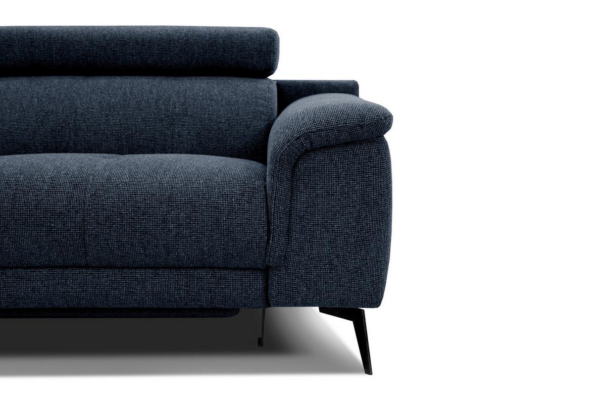 RELAXSOFA FIERO 3-Sitzer mit 1 Relaxfunktion, dunkelblau - Schwarz/Dunkelblau, Holzwerkstoff/Textil (212/82/103cm) - Wozimo