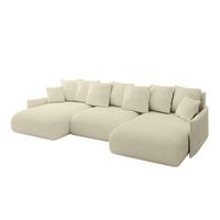 WOHNLANDSCHAFT mit Schlaffunktion und Bettkasten ONESK-U-v1 317x177x72 Beige Bouclé - Hellbraun/Creme, Holzwerkstoff/Kunststoff (317/72/177cm) - ALTDECOR