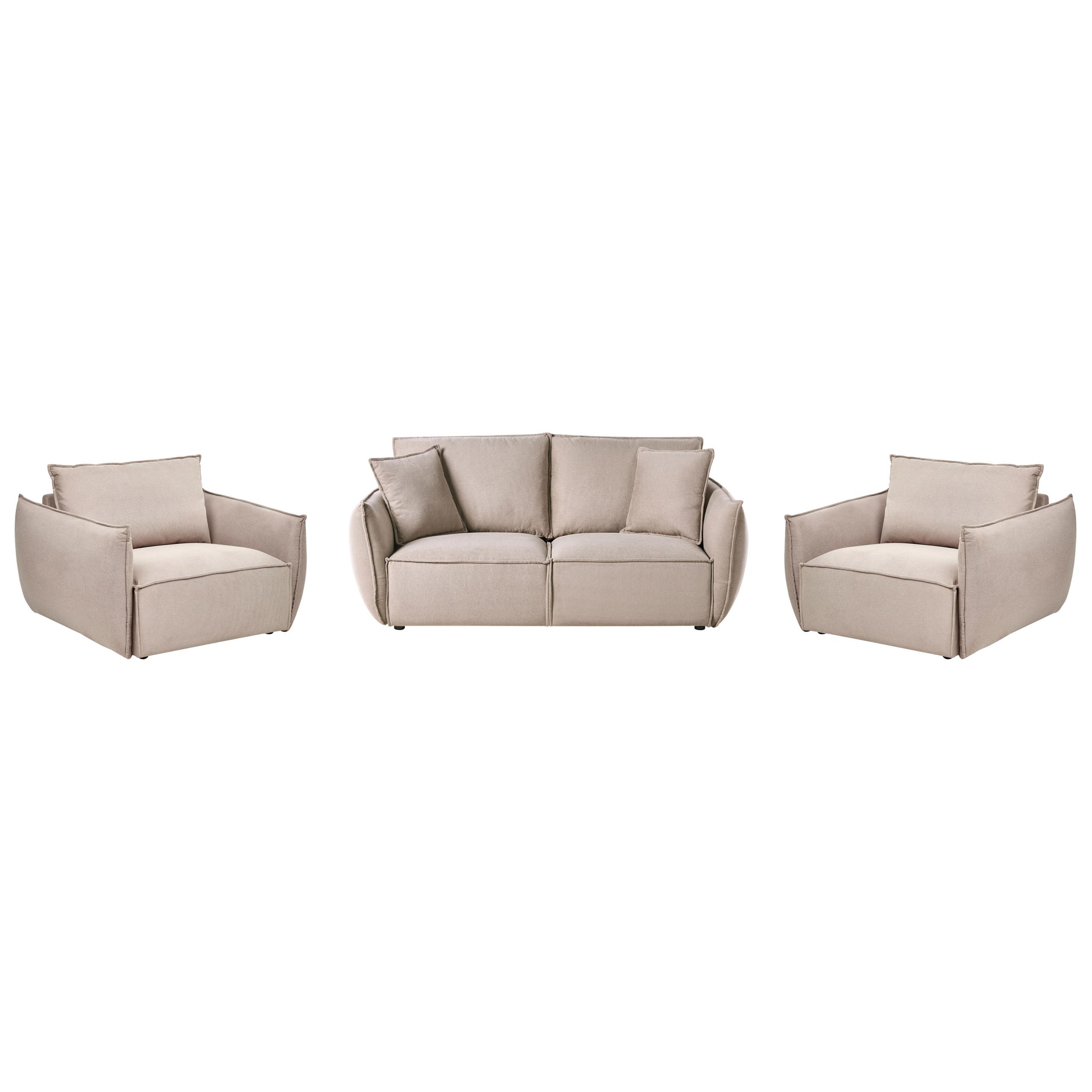 SOFA-SET 5-Sitzer Stoff Taupe Kunes - Taupe/Beige, Textil (190/82/92cm) - Beliani