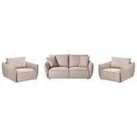 SOFA-SET 5-Sitzer Stoff Taupe Kunes - Taupe/Beige, Textil (190/82/92cm) - Beliani