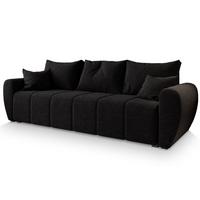 BETTSOFA MADISON Schwarz Dünner Stoff mit Schlaffunktion - Schwarz, Textil (242/82/80cm) - MASSENO