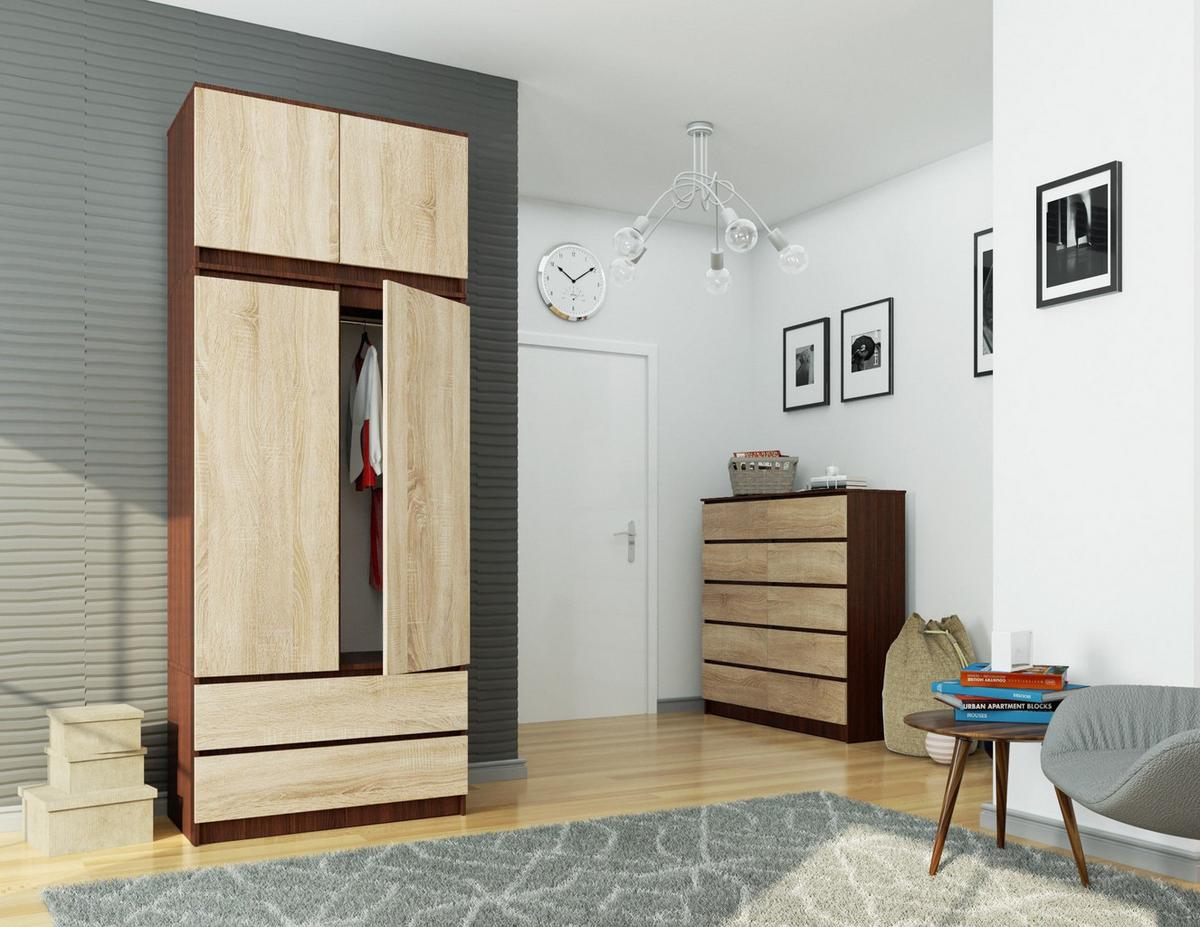 KLEIDERSCHRANK Dunkelbraun, Eiche Sonoma 234/90/51 - Dunkelbraun, Holzwerkstoff (90/234/51cm) - RAUMHIRSCH FURNITURE