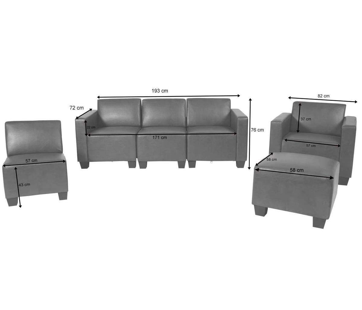 COUCH-GARNITUR Grau - Dunkelgrau/Grau, Textil (193/76/72cm) - MCW