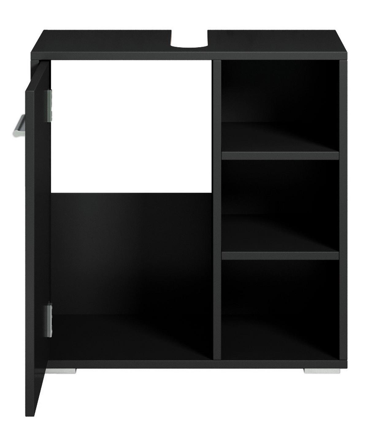WASCHBECKENUNTERSCHRANK Neptunus 1 Tür Schwarz - 60 x 30 x 60 cm - Schwarz, Holz (60/60/30cm) - Badplaats