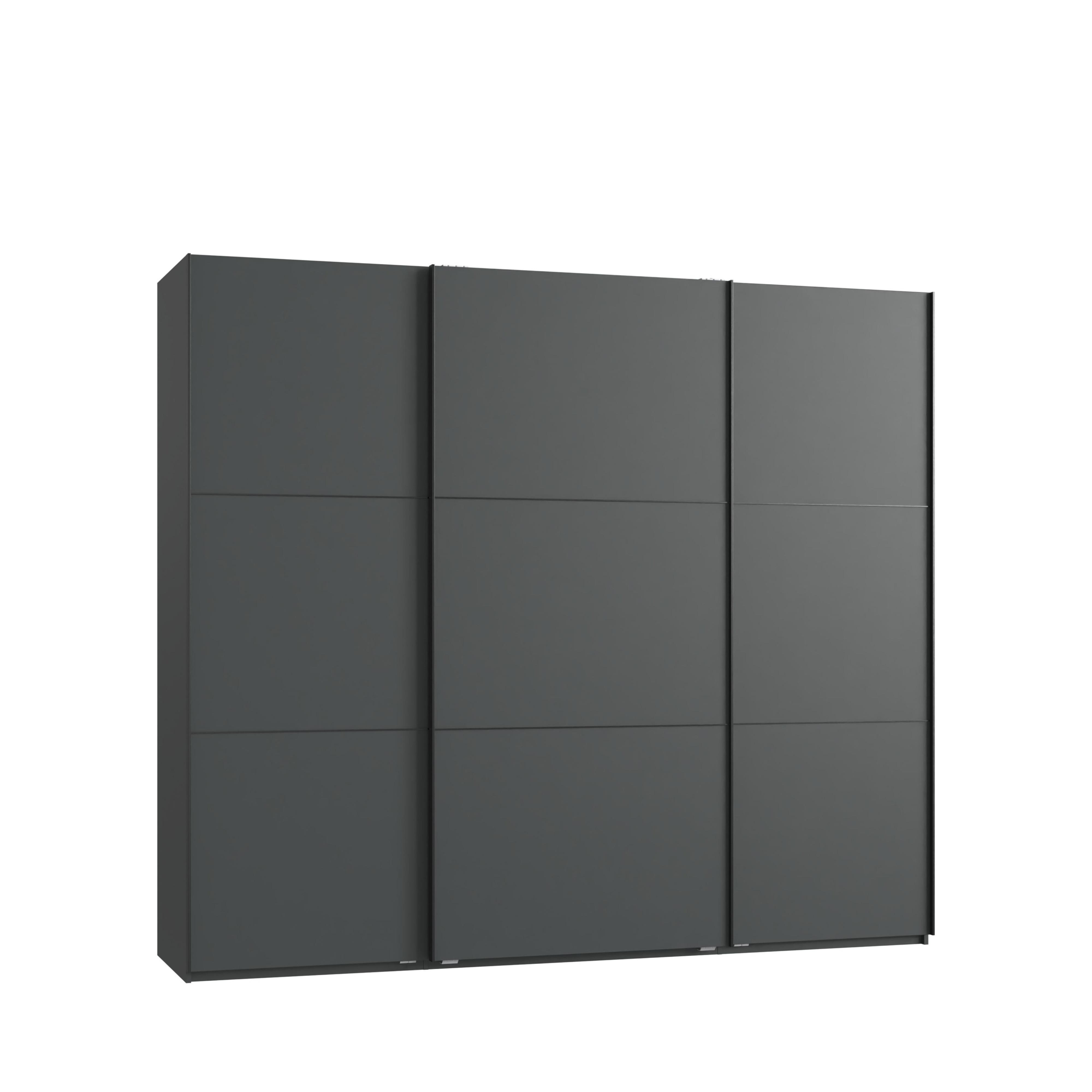 SCHWEBETÜRENSCHRANK 3-türig B250/H216/T65 cm in Anthrazit, Kleiderschrank inkl. Vollausstattung/ 22012 - Anthrazit/Rot, Holzwerkstoff/Metall (250/216/65cm) - luma-home