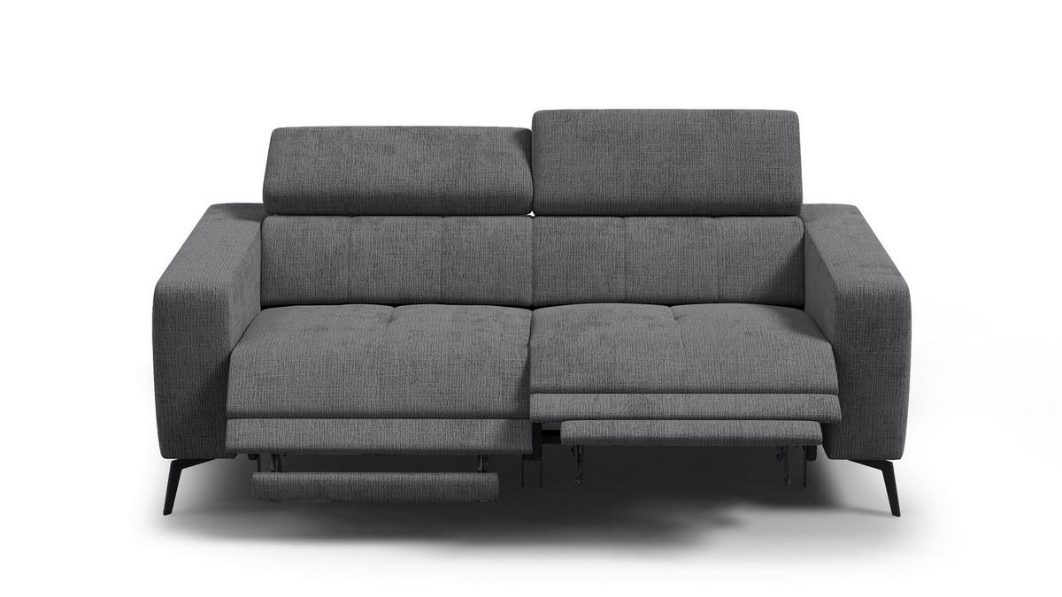 RELAXSOFA MORELLO 3-Sitzer, dunkelgrau, 2 x Relax Zero Gravity - Dunkelgrau, Holz/Textil (206/82/103cm) - Wozimo
