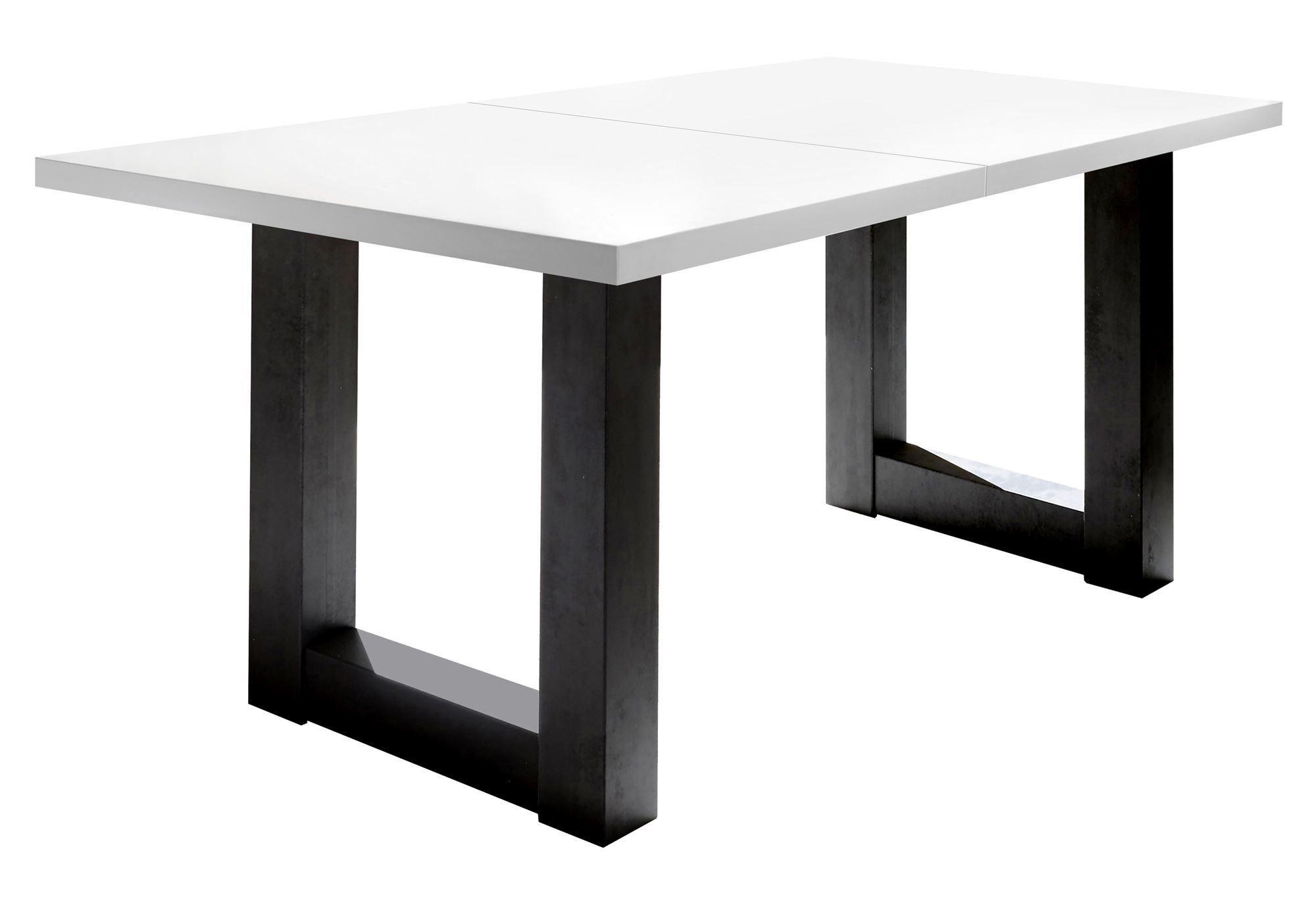 ESSTISCH ausziehbar Eila 7 140 x 90 x 75 Esszimmertisch Schwarzstahl/Weiß Matt Lack - Weiß, Holz (140/90/75cm) - 58aufmkessel