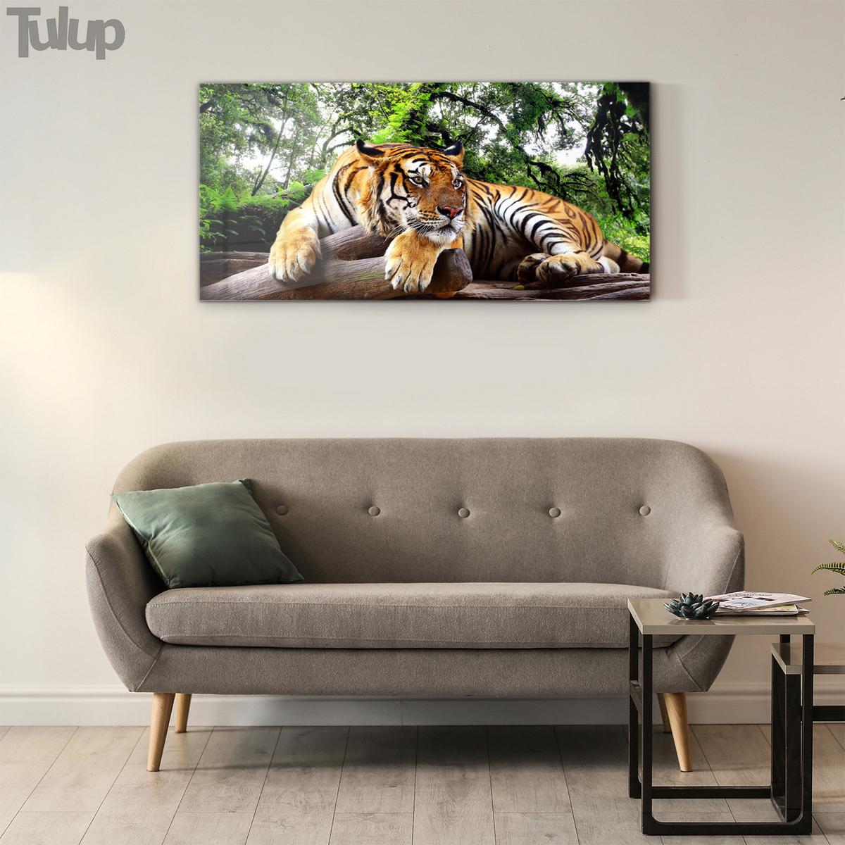GLASBILD 140x70 cm Tiger - Grau, Glas (140/70cm) - TULUP
