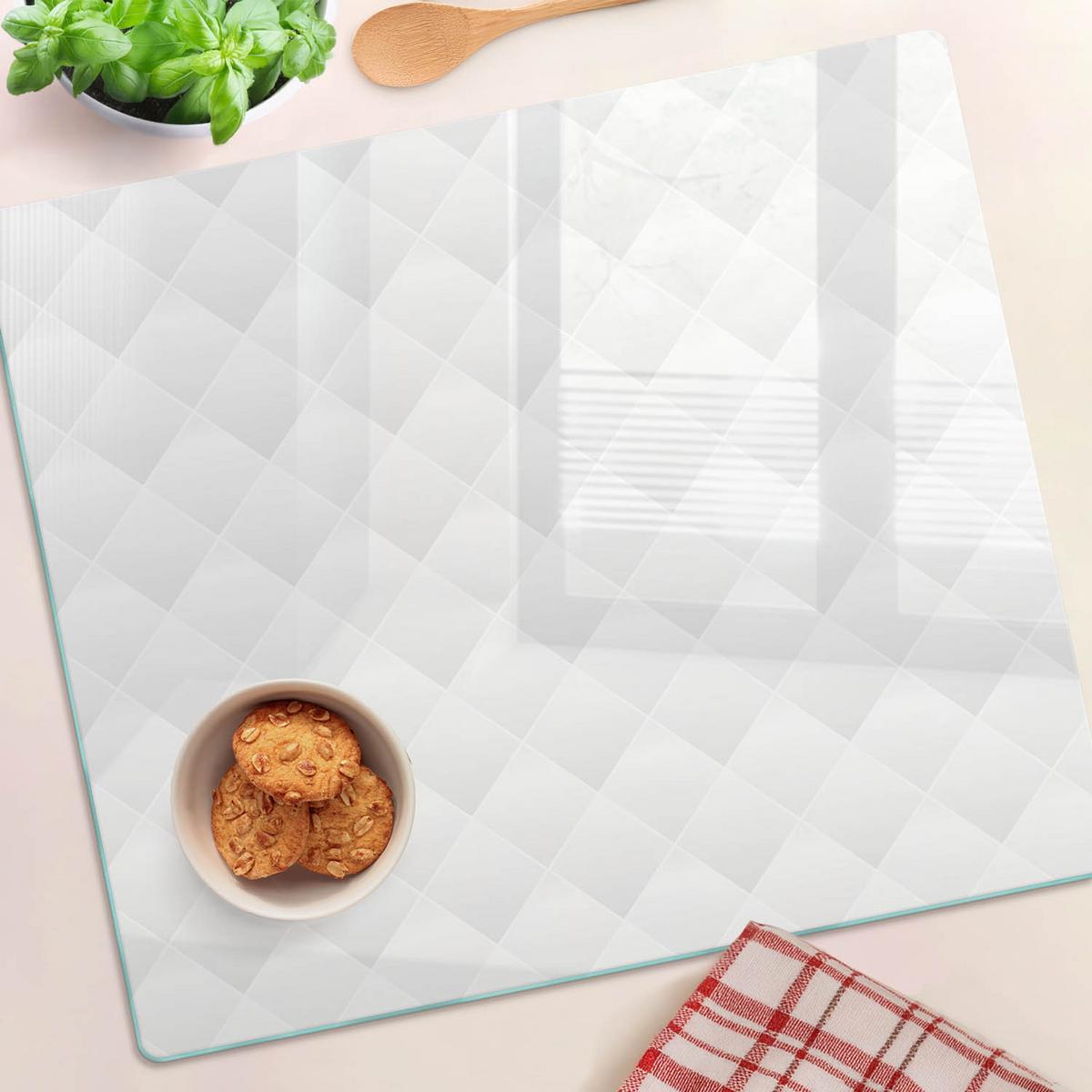 GLASPLATTE 60x52 cm Abstrakt - Weiß, Glas (60/0.4/52cm) - TULUP