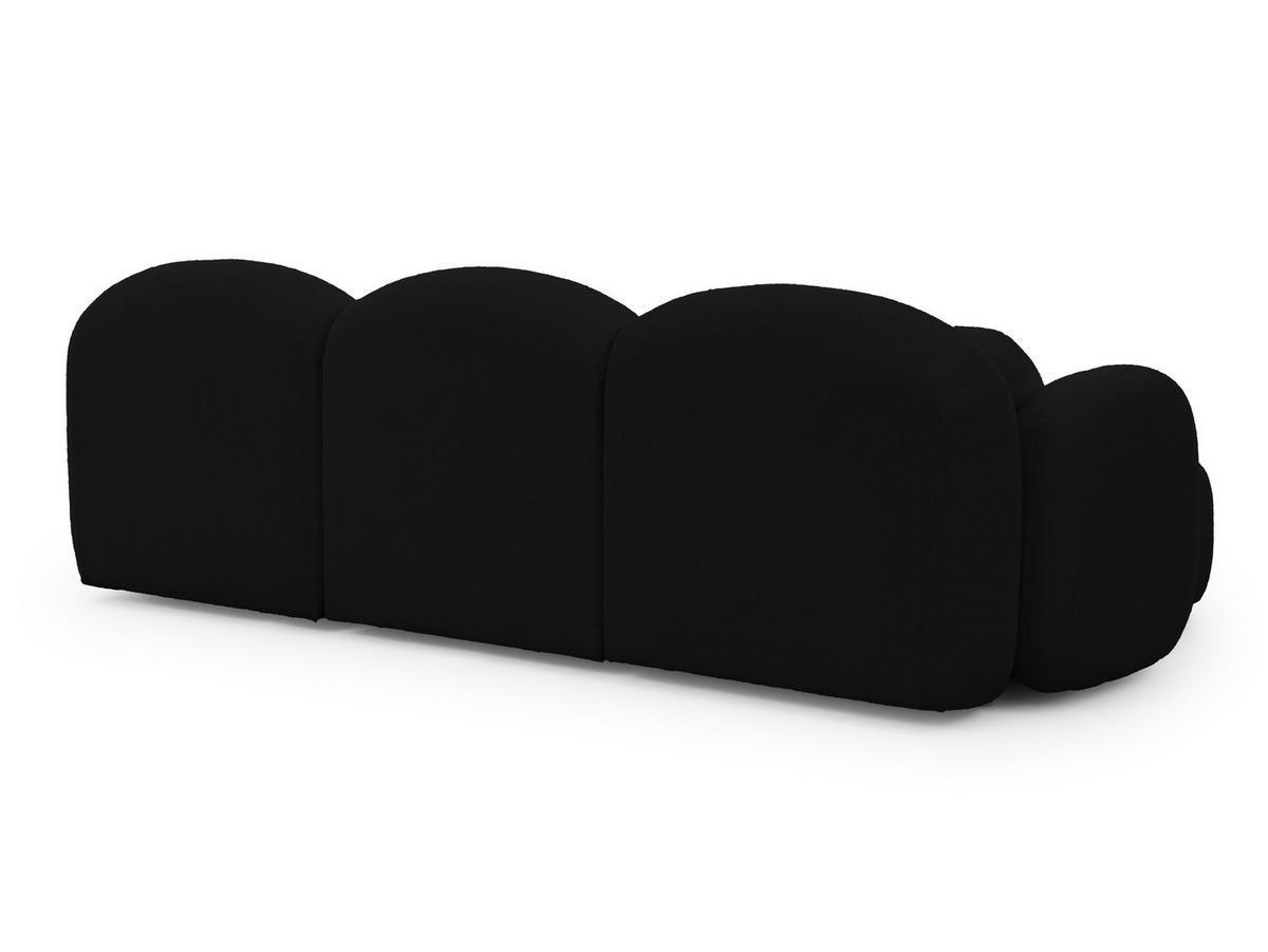 ECKSOFA Nuvola mit abgerundetem Design Schwarz Bouclé-Stoff - Ottomane Links - Schwarz, Holz/Kunststoff (268/146cm) - S-Style