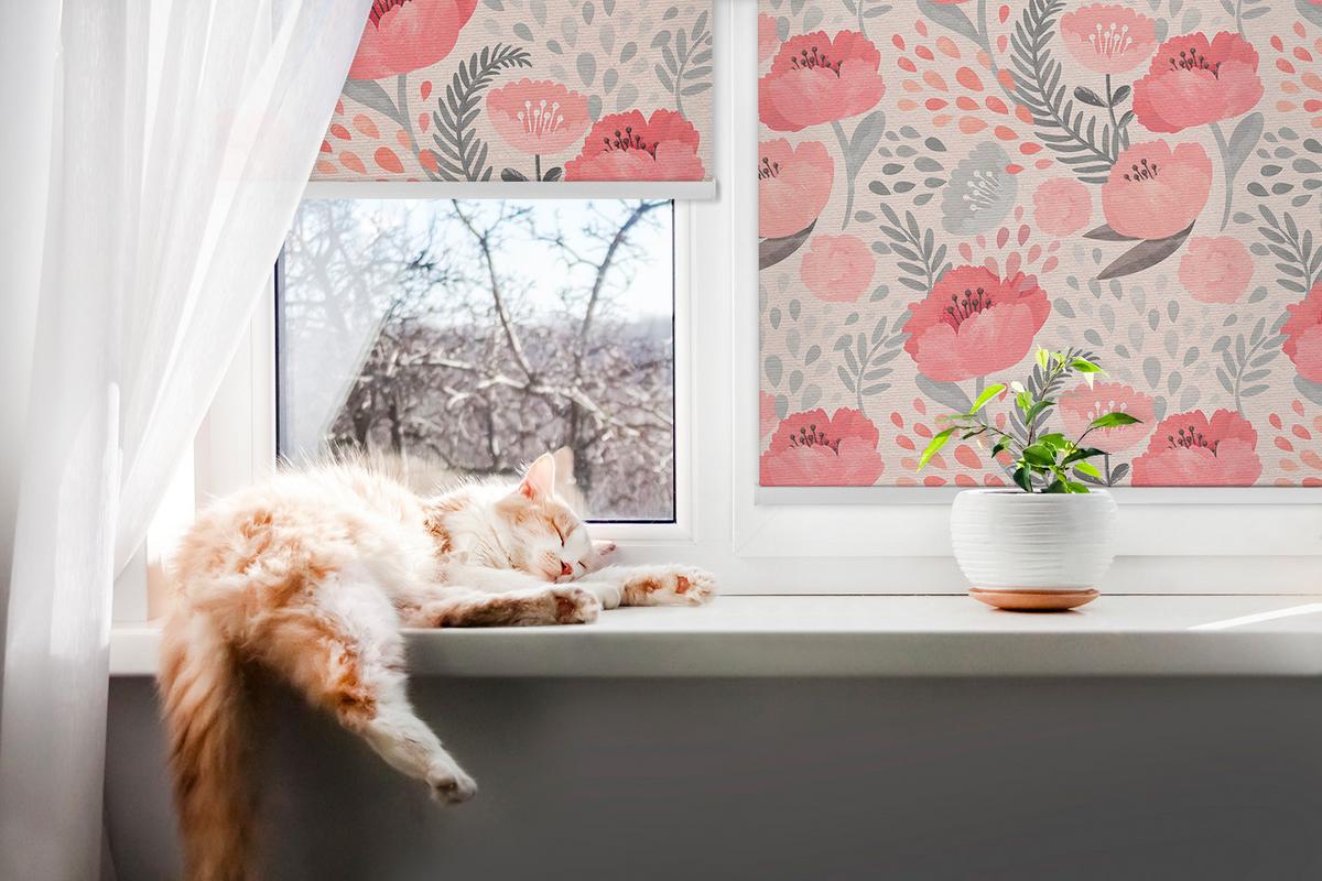 INNENROLLO - Fensterrollo - Rollo - 150x180 cm - Mohn - Rot, Kunststoff (150/180/0.5cm) - TULUP