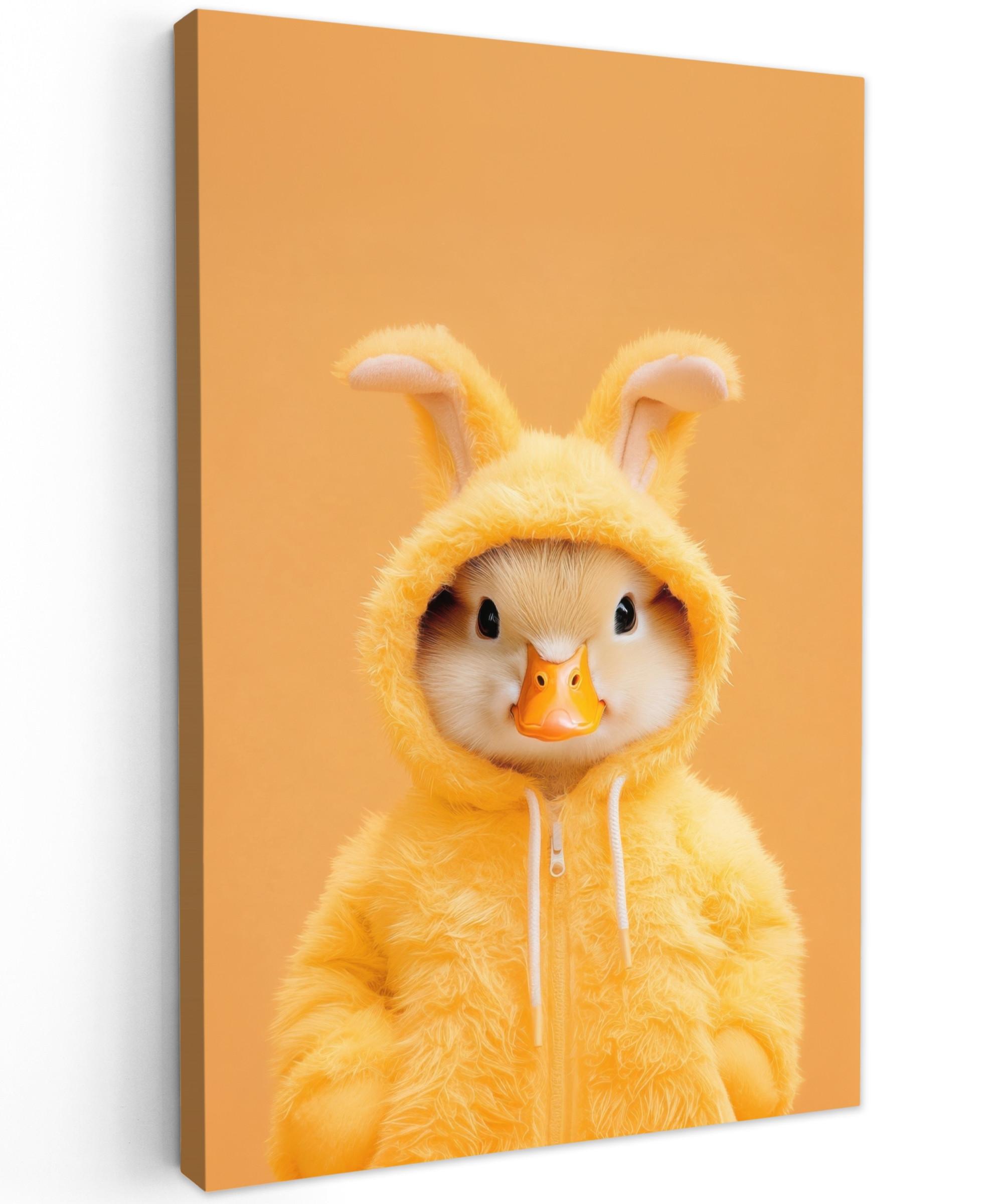 LEINWANDBILD Osterhase - Kostüm - Ente Wanddeko 40x60 cm - Gelb, Textil (40/60cm) - MuchoWow