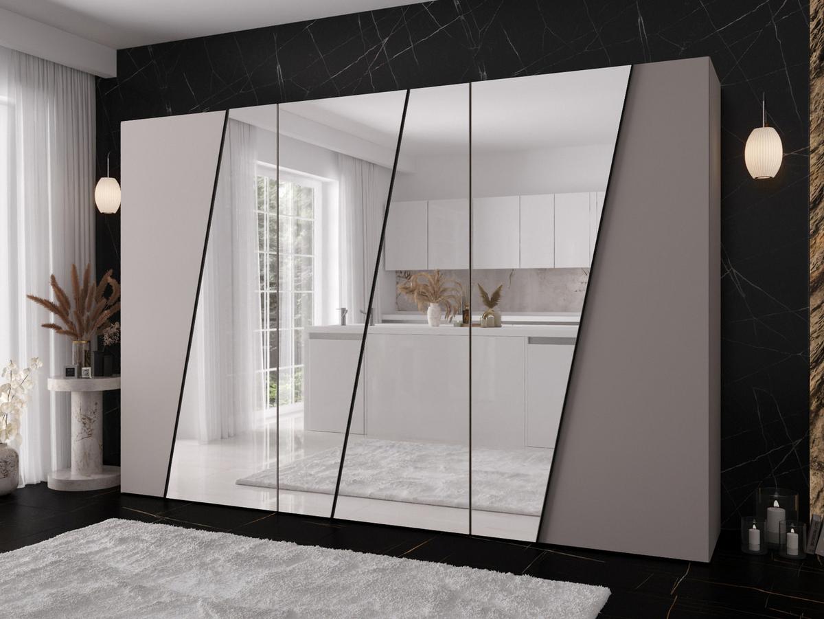 DREHTÜRENSCHRANK Zen 4L 300 cm - Kaschmir/Schwarz, Holzwerkstoff/Kunststoff (300/202/50cm) - MIRJAN24