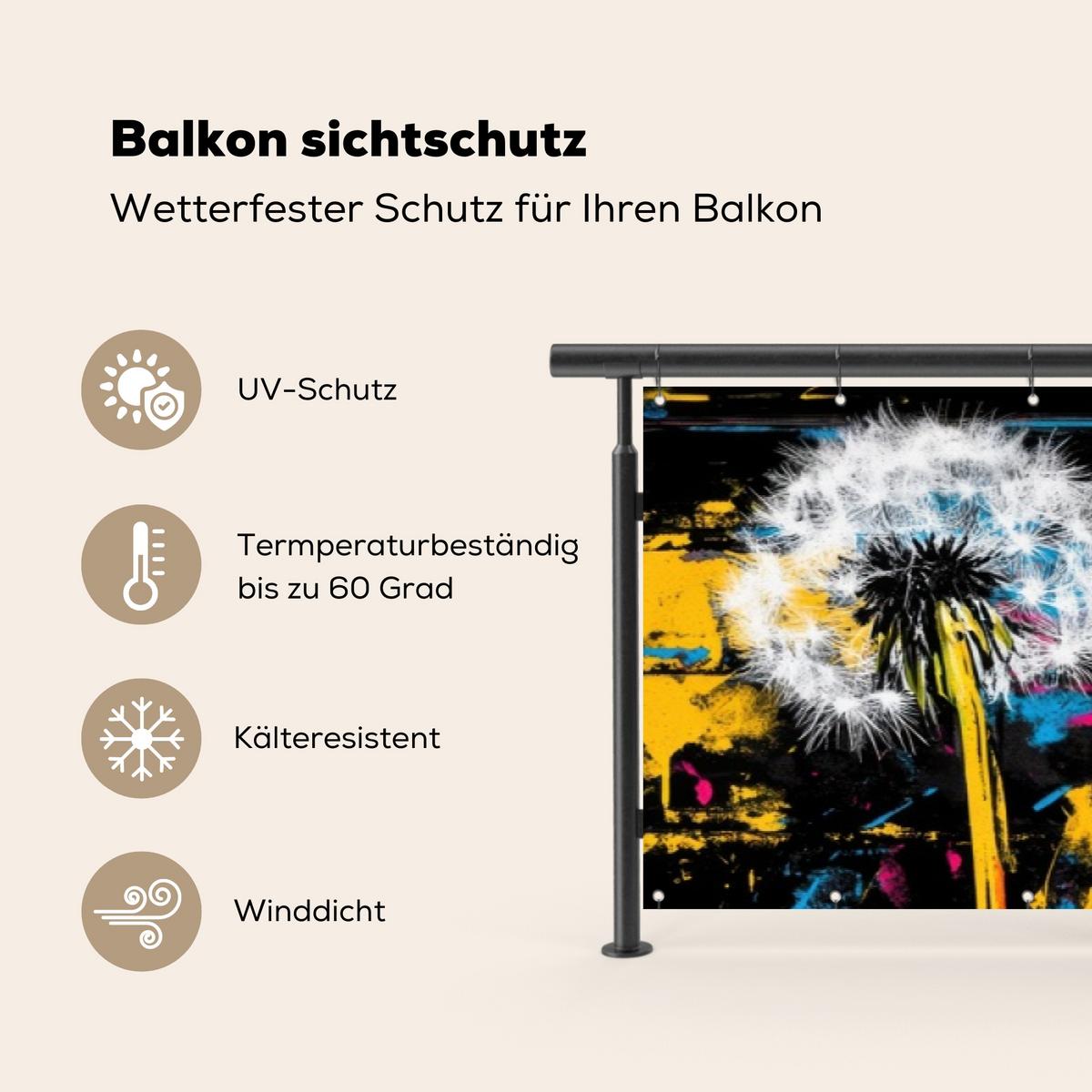 BALKON-SICHTSCHUTZ Straßenkunst - Bunt - Wand Deko XXL 500x100 cm - Schwarz, Kunststoff (500/100cm) - MuchoWow