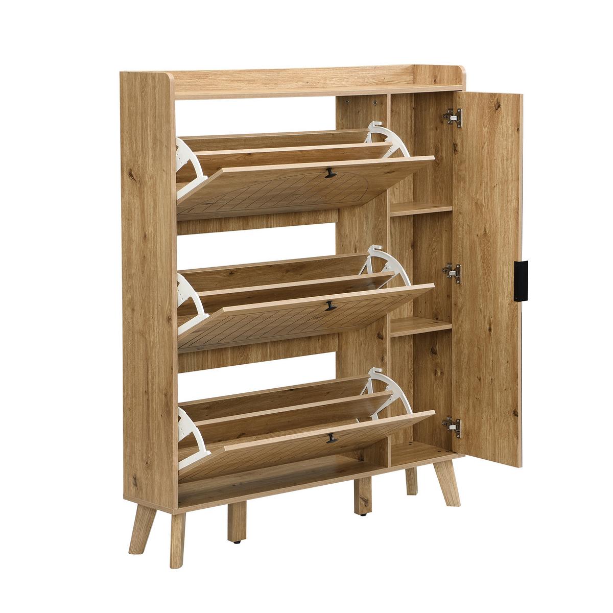 SCHUHKIPPER 110 cm in Holz-Optik - Naturfarben, Holzwerkstoff (110/138/24cm) - Urban Meuble