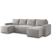 WOHNLANDSCHAFT ASPRA LM Grau Chenille mit Schlaffunktion - Grau, Holz (295/85/140cm) - MASSENO