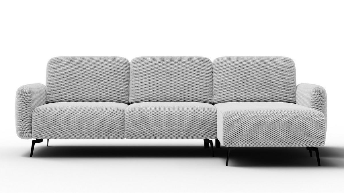 ECKSOFA FEBE 4-Sitzer rechts, hellgrau - Hellgrau/Schwarz, Holz/Textil (264/157cm) - Wozimo