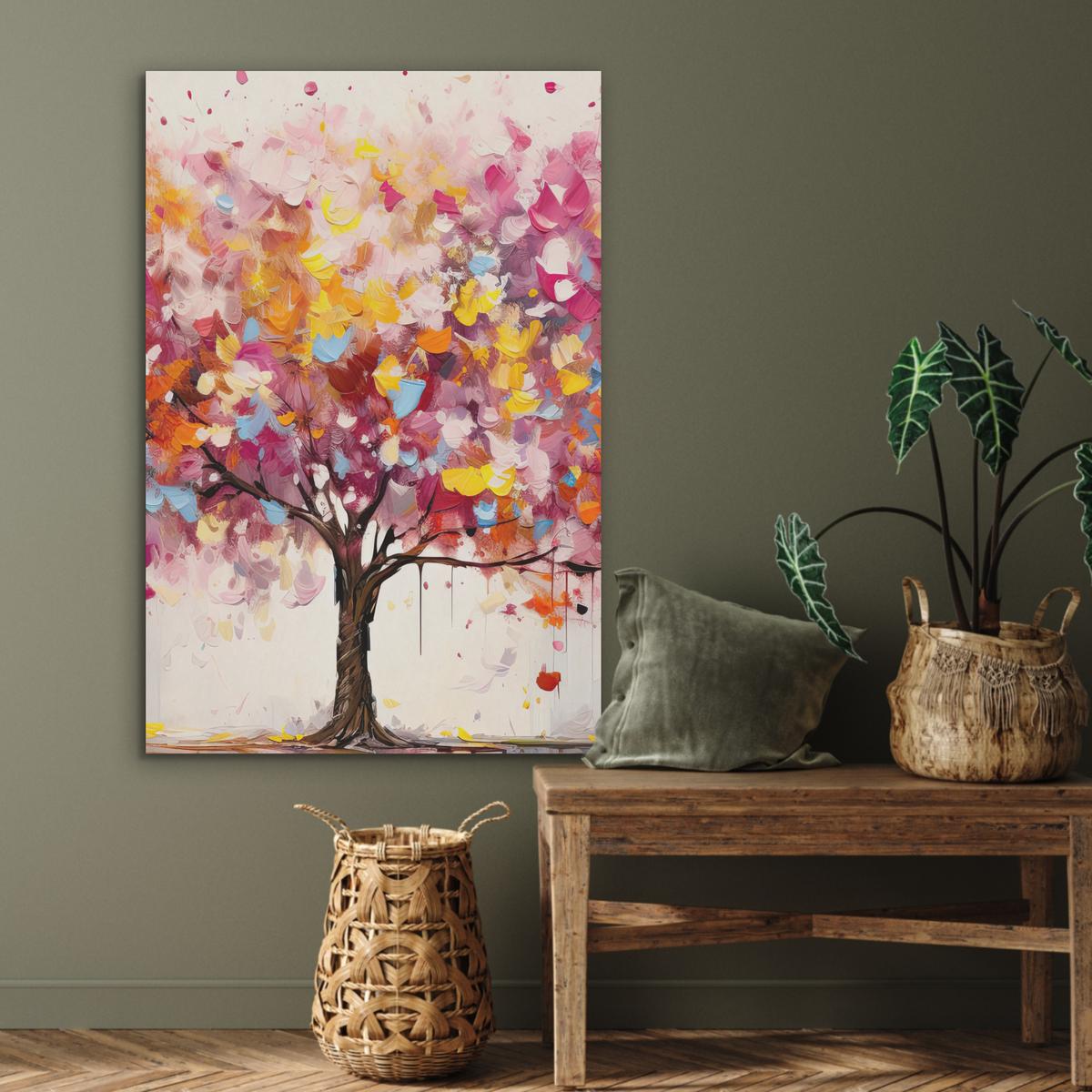 AKUSTIKBILD Aquarell - Baum - Kunst - Abstrakt Wanddeko 70x100 cm - Multicolor, Kunststoff (70/100/0.9cm) - MuchoWow