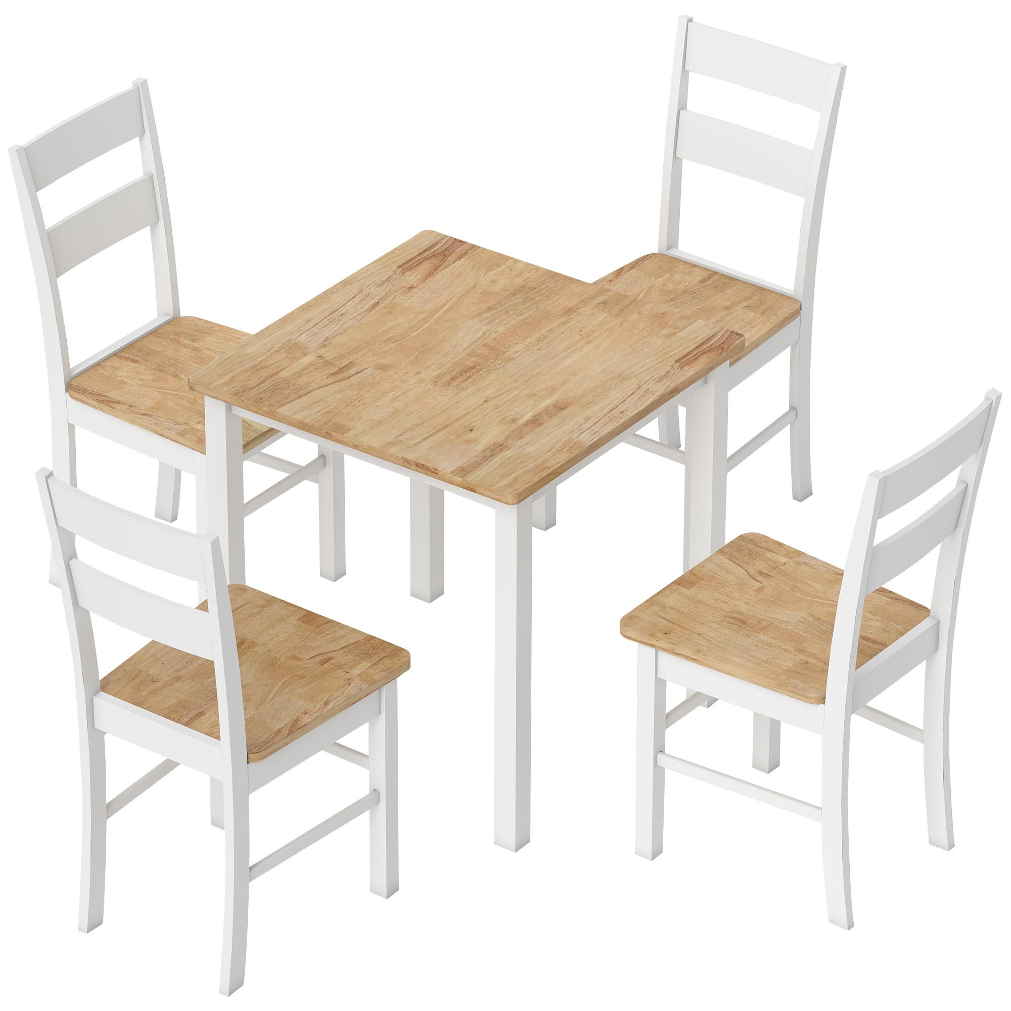 ESSTISCH 69 x 69 cm Esszimmerstühle 2er Set Küchentisch für 2-4 Personen Eiche - Eichefarben/Weiß, Holz (69/75/69cm) - HOMCOM