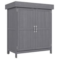 GARTENSCHRANK Geräteschuppen, Doppeltür, 2 Fächer, wetterfest, Tannenholz, Dunkelgrau - Grau, Holz (43/88/74cm) - Outsunny