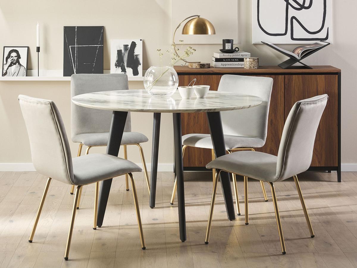 ESSZIMMERSTUHL 2er-Set Samtstoff Grau Rubio - Grau, Textil/Metall (47/80/41cm) - Beliani