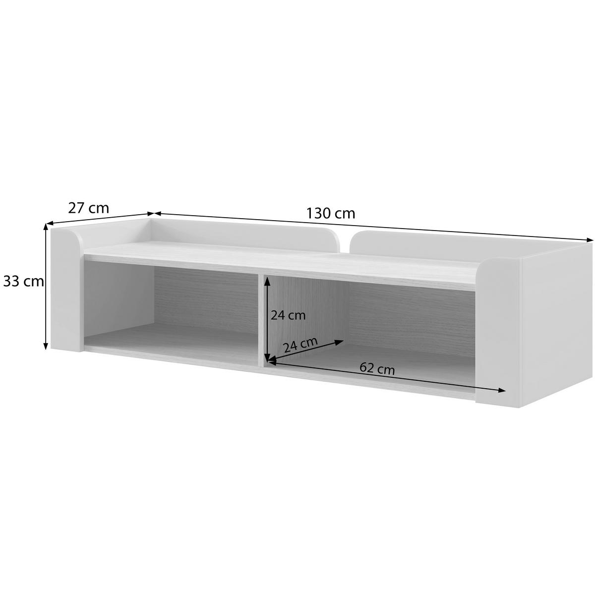 WANDREGAL Sorella mit 2 offenen Regalböden, 130 cm, Macadamia + Eiche Mavelie - Eichefarben/Beige, Holzwerkstoff (130/33/27cm) - Beautysofa
