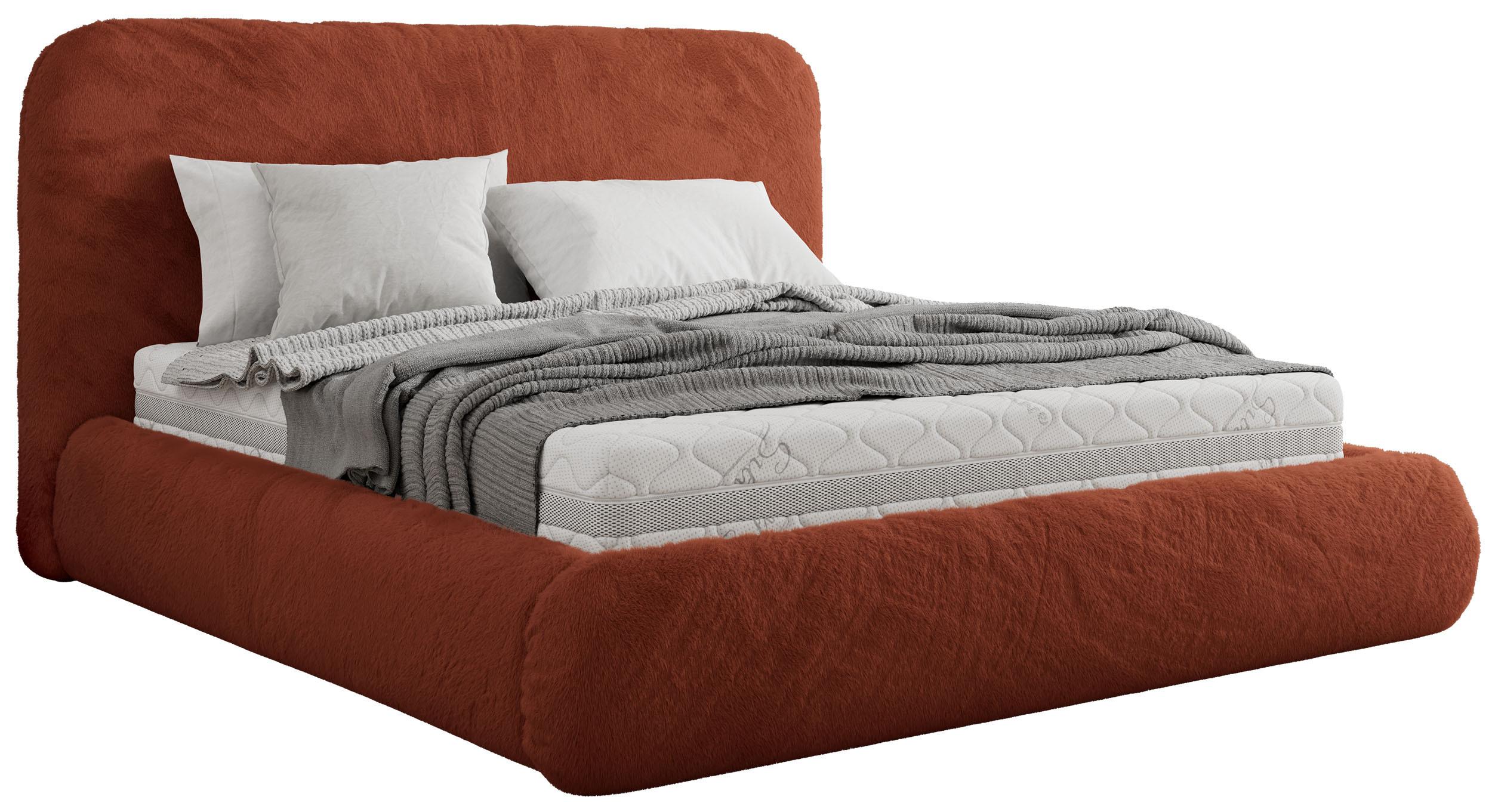 POLSTERBETT BENEA CLASSIC 180/200 - Orange Plüsch - ohne Matratze - Orange, Textil (180/200cm) - MKS