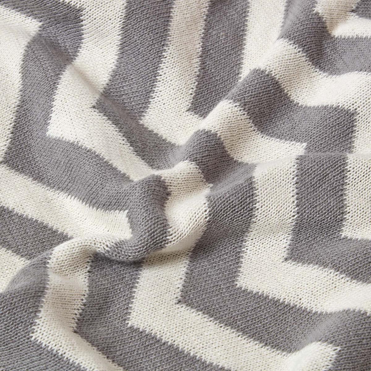 STRICKDECKE 130/170 cm, Zickzack-Muster Baumwolle - Grau, Textil (130/170cm) - Homescapes