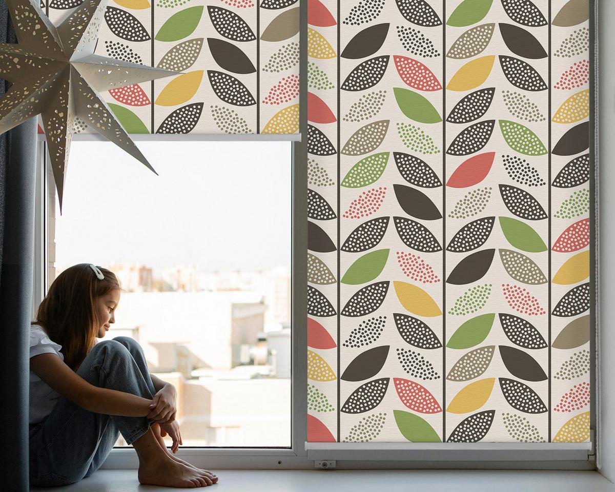 INNENROLLO - Fensterrollo - Rollo - 140x140 cm - Bunte Blätter - Grün, Kunststoff (140/140/0.5cm) - TULUP