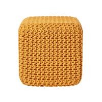 STRICK-POUF senfgelb, Sitzwürfel 35/35/35 cm - Currygelb, Textil (35/35/35cm) - Homescapes