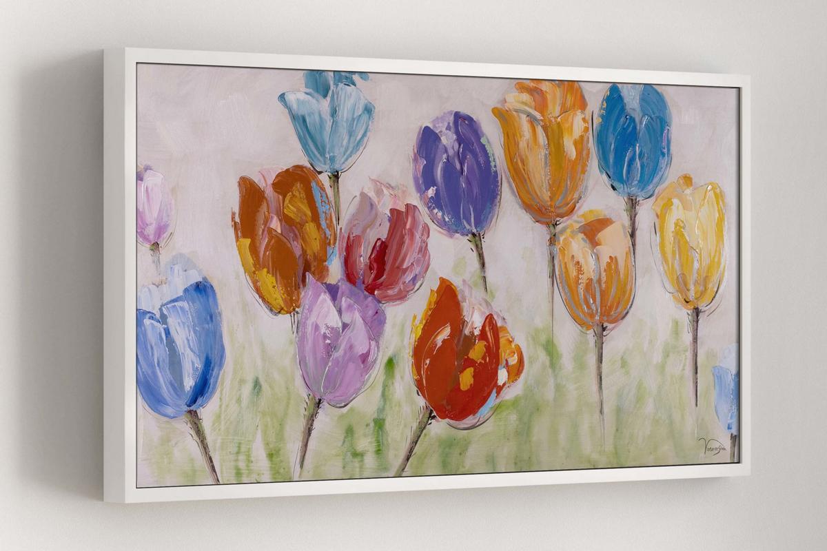 ACRYLBILD HANDGEMALT 120/60 cm - Blau/Gelb, Holz/Textil (120/60cm) - KUNSTLOFT