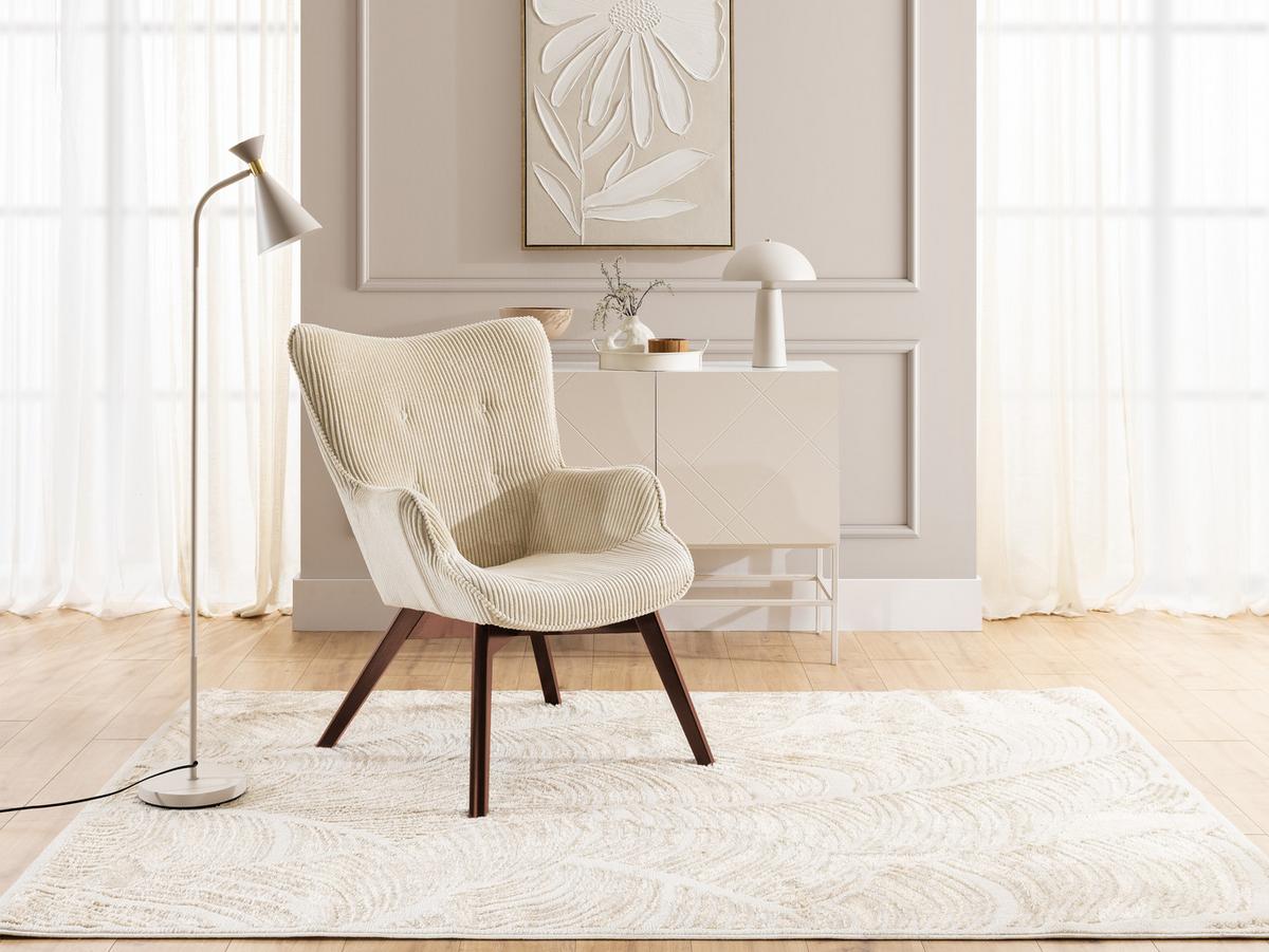 LOUNGESESSEL Lenari Beige Cordstoff mit Füßen in Braun - Beige/Braun, Holz/Textil (71/96/86cm) - S-Style Möbel