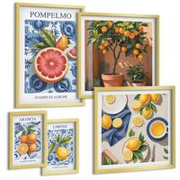 BILDER SET 5er Set - 50x50 cm & 20x30 cm & 40x60 cm Goldrahmen - Stilvolle Grafik, Ballerina-Architektur - Goldfarben, Kunststoff (40/60cm) - TULUP