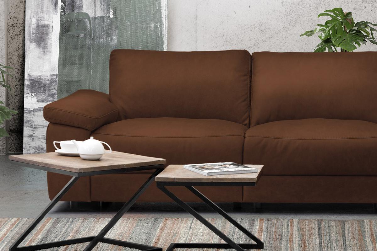 ECKSOFA XL MOTORISCHER RELAXFUNKTION LOLA Braun Leder Relaxfunktion - Schwarz/Braun, Leder (304/178cm) - KAWOLA