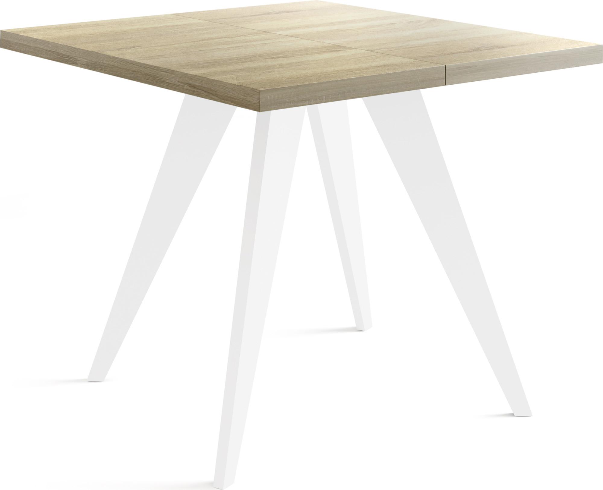 ESSTISCH Quadro quadratischer ausziehbarer, Sonoma Eiche 100-200/100/76 cm - Weiß/Sonoma Eiche, Holz/Holzwerkstoff (100/200/76cm) - WFL GROUP