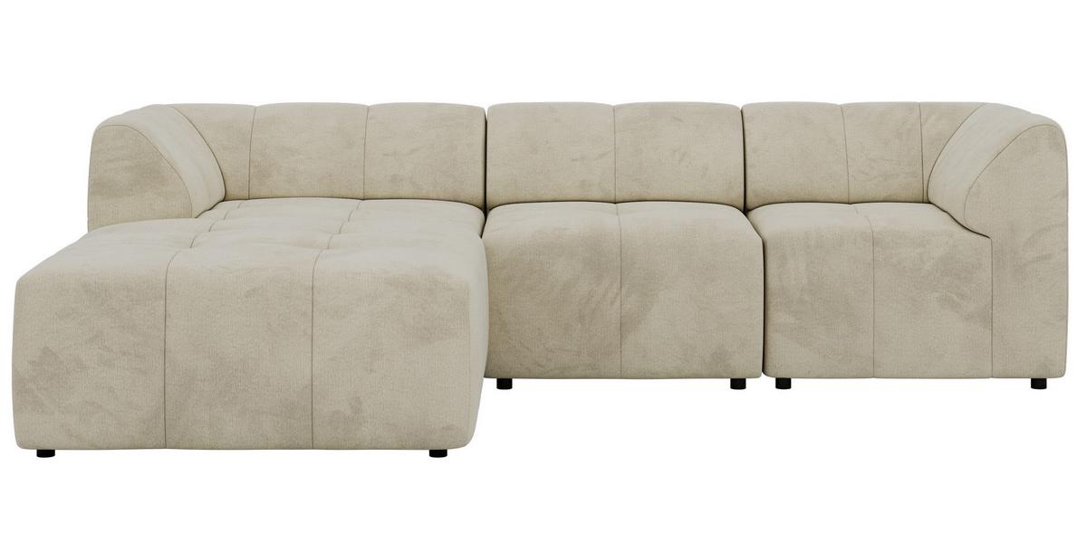 ECKSOFA VORITA L 3M - Beige Velvet - Links Seite - Beige/Schwarz, Kunststoff/Textil (267/176cm) - MKS