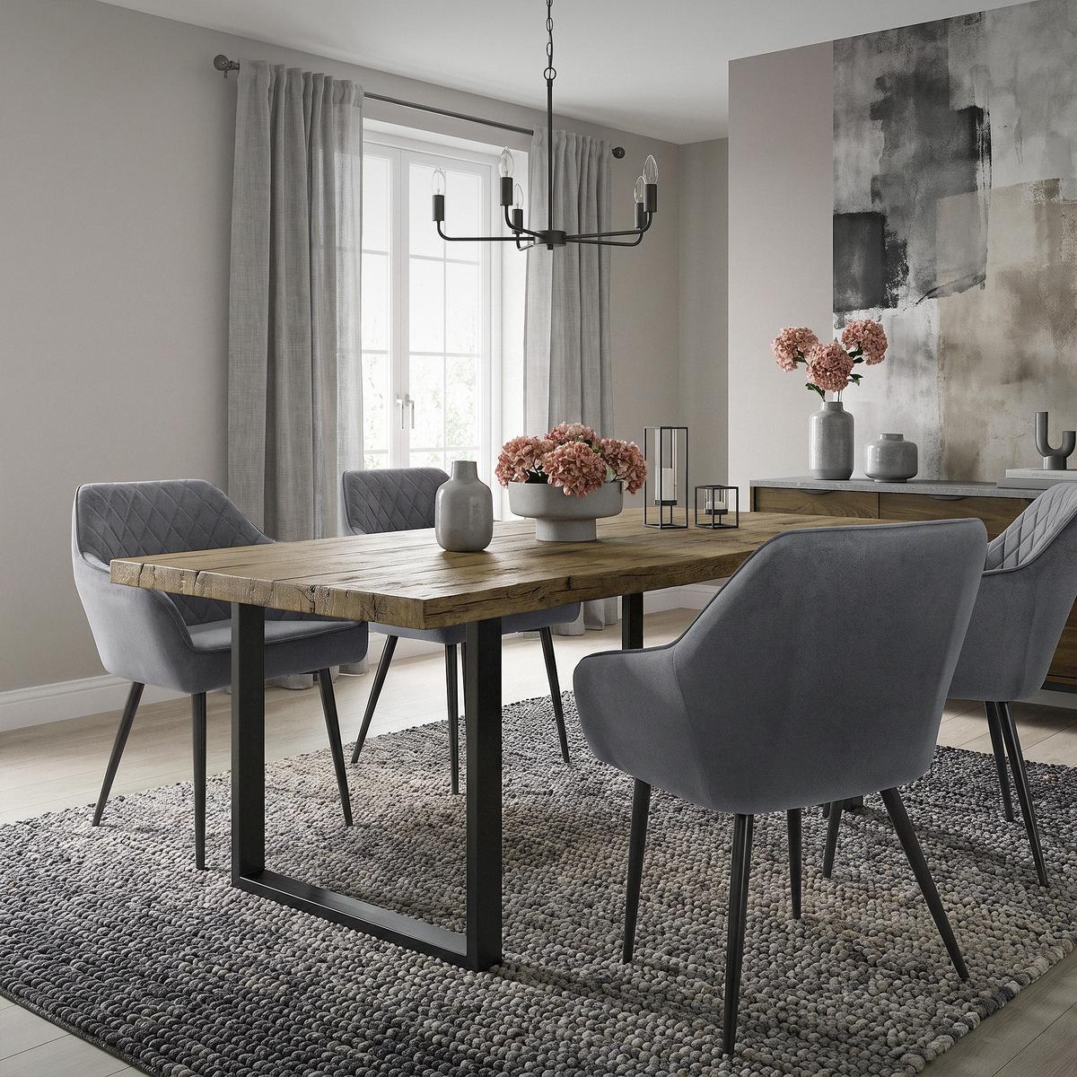 ESSZIMMERSTUHL 4er Set Anthrazit Samt - Dunkelgrau/Schwarz, Textil/Metall (60/80/63cm) - ML-DESIGN